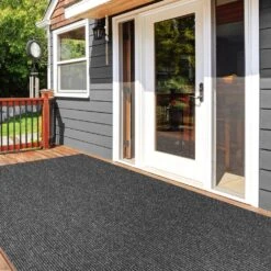 Heavy-Duty Ribbed Indoor/Outdoor Carpet With Rubber Marine Backing - Charcoal Black 6' X 10' - Several Sizes Available - Carpet Flooring For Patio, Porch, Deck, Boat, Basement Or Garage -Flooring Shop f454e289 a0a9 4458 a656 89bb17d83a86 1.123ed6498524d86661bcda440b833346 1800x1800