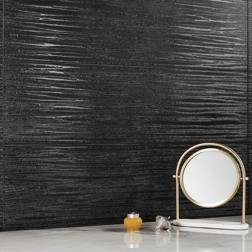 Bond Tile Remnant River Black 11 In. X 40 In. Textured Ceramic Wall Tile (4 Pieces 12.48 Sq. Ft. / Case) -Flooring Shop fcc42758 272b 4901 abc9