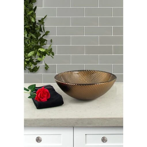 MSI Pebble 3 In. X 9 In. X 8mm Glossy Glass Gray Subway Tile (3.8 Sq. Ft. /case) -Flooring Shop